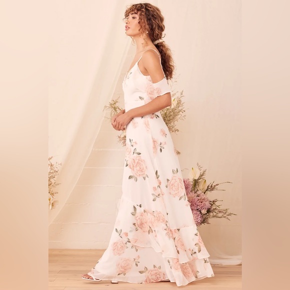 Lulus Take you There Ivory Pink Floral Maxi Dress Engagement - Picture 5 of 8
